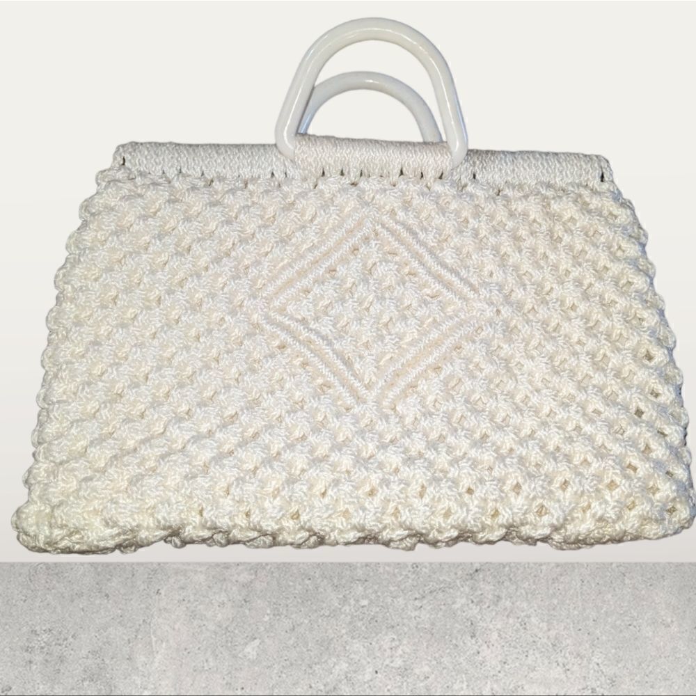 Vintage white rope purse‎